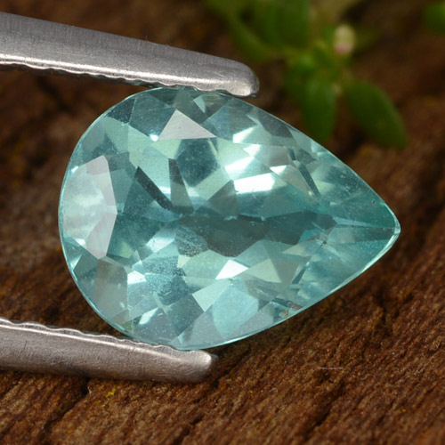 Apatita Azul-petróleo brilhante Natural 1.09ct, Formato de pêra, VS