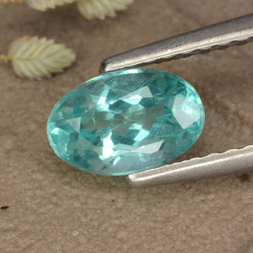 Apatita Verde azulado médio Natural 0.81ct, Corte Oval, VS