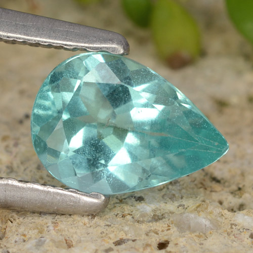 Apatita turquesa natural 0,72ct, formato de pêra, VS