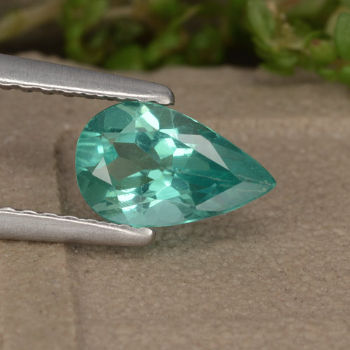 Apatita turquesa natural 0,93ct, formato de pêra, VS