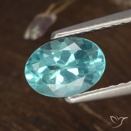 0.84ct Natural Verde Azul Brilhante Apatita, oval, VS