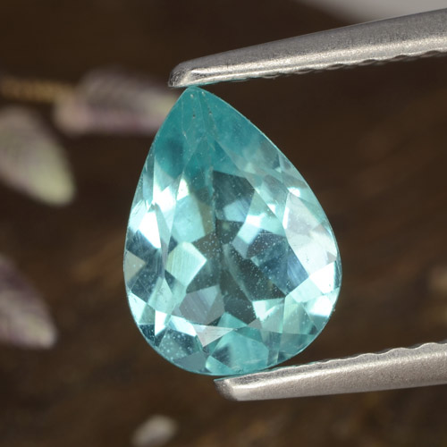 Apatita turquesa natural 0,97ct, formato de pêra, VS