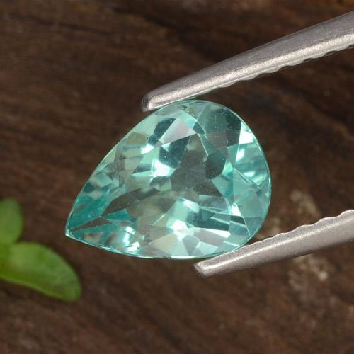 Apatita turquesa natural 1,02ct, formato de pêra, VS