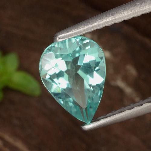 Apatita turquesa natural 1,02ct, formato de pêra, VS