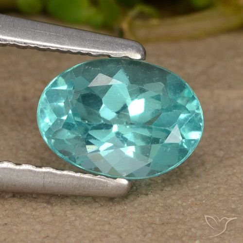 0.87ct Natural Verde Azul Brilhante Apatita, oval, VS