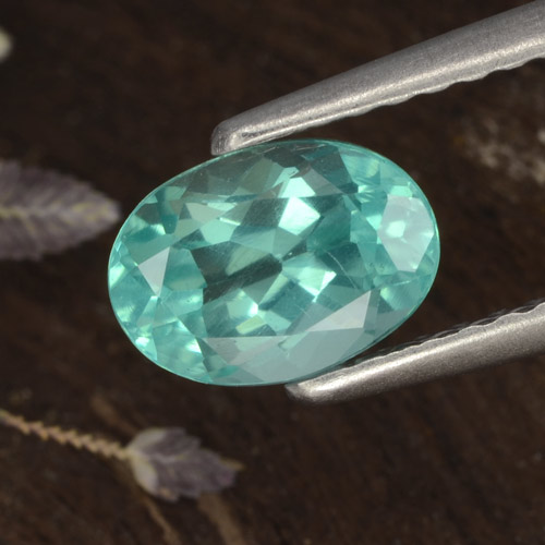 Apatita Azul-petróleo brilhante Natural 1.05ct, Corte Oval, VS