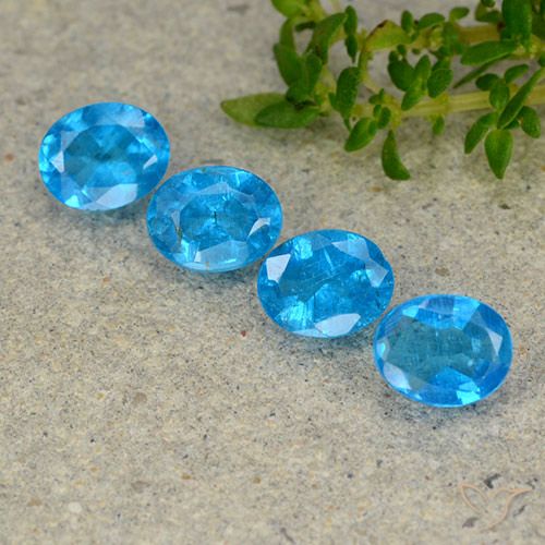 1.38ctw Natural Azul médio Apatita, oval, VS