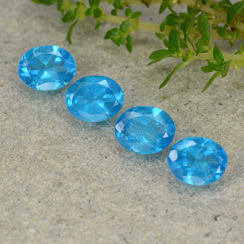Pedras preciosas de apatita azul natural de 1,44 ct, corte oval, VS
