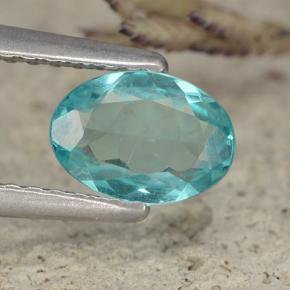 Apatita Azul elétrico Natural 0.70ct, Corte Oval, VVS-VS
