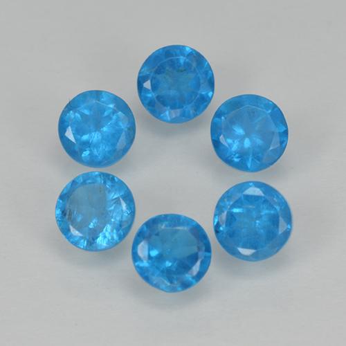 Pedras preciosas de apatita azul natural de 1,21 ct, corte redondo, VS