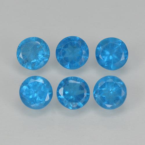 Pedras preciosas de apatita azul natural de 1,21 ct, corte redondo, VS
