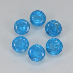 Pedras preciosas de Apatita azul intenso natural de 1.24 ct, Corte Redondo, VS