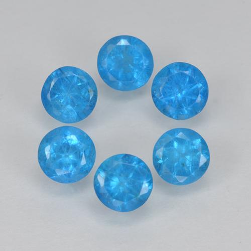 Pedras preciosas de apatita azul natural de 1,21 ct, corte redondo, VS