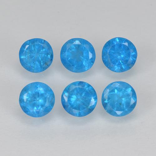 Pedras preciosas de apatita azul natural de 1,21 ct, corte redondo, VS