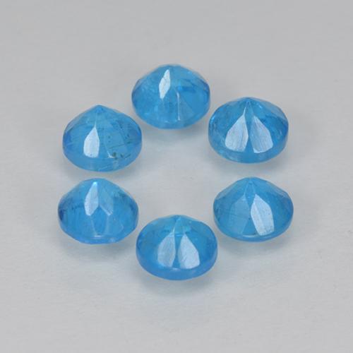 Pedras preciosas de apatita azul natural de 1,21 ct, corte redondo, VS