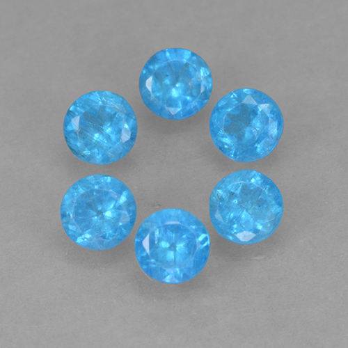 Pedras preciosas de apatita azul natural de 1,13 ct, corte redondo, VS