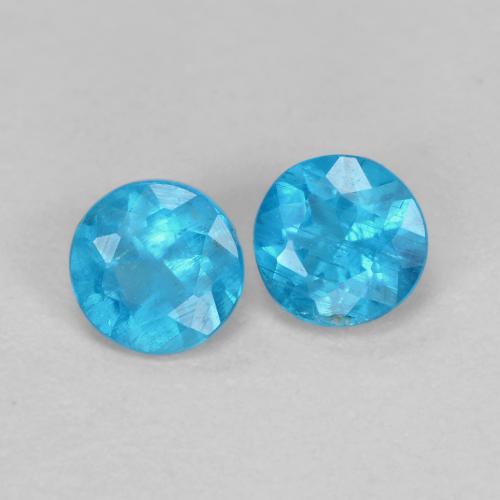 Pedras preciosas de apatita azul natural de 0,38 ct, corte redondo, VS