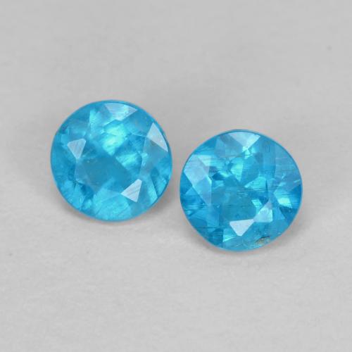 Pedras preciosas de apatita azul natural de 0,38 ct, corte redondo, VS