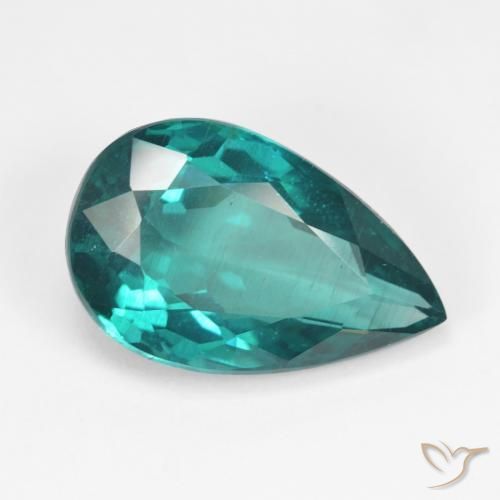 Apatita Verde-azulado escuro Natural 6.94ct, Formato de pêra, VS