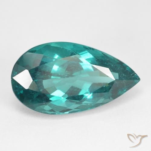 Apatita Verde escuro azul Natural 8.62ct, Formato de pêra, VS