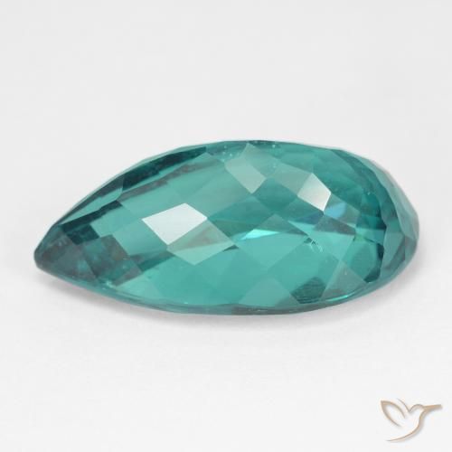 Apatita Verde escuro azul Natural 8.62ct, Formato de pêra, VS
