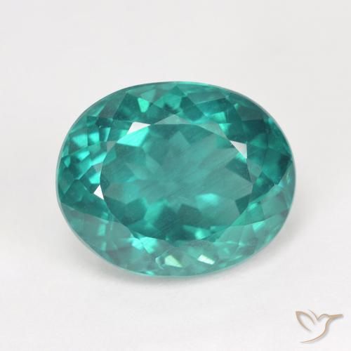 7.14ct Natural Verde escuro azul Apatita, oval, VS