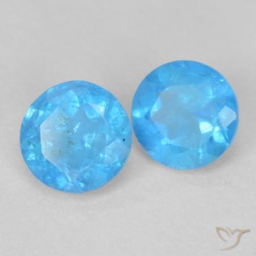 Pedras preciosas de Apatita Azul bebê profundo natural de 0.37 ct, Redondo, VS