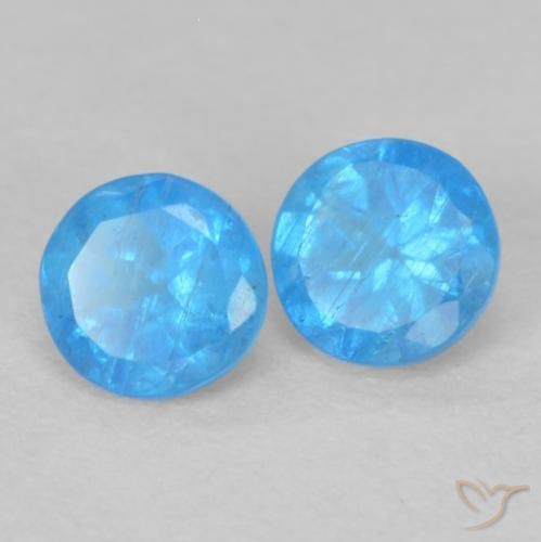 Pedras preciosas de Apatita Azul bebê profundo natural de 0.38 ct, Redondo, VS