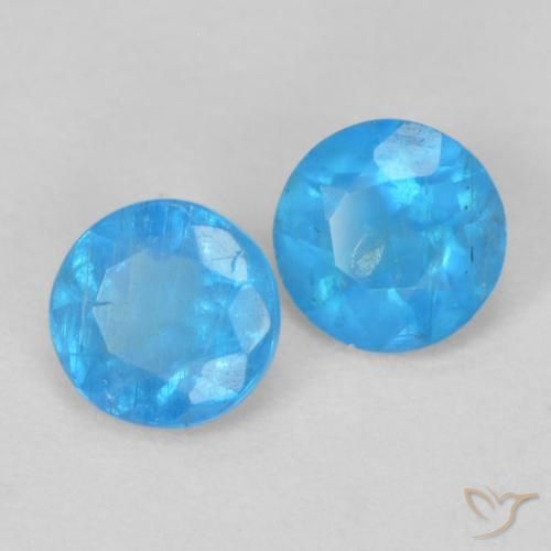 Pedras preciosas de Apatita Azul Azure Intenso natural de 0.33 ct, Redondo, VS