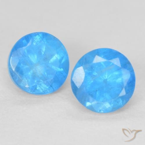 Pedras preciosas de Apatita Azul bebê profundo natural de 0.40 ct, Redondo, VS-SI