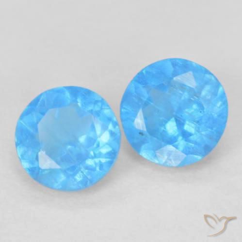 Pedras preciosas de Apatita Azul Azure Profundo natural de 0.35 ct, Redondo, VS-SI