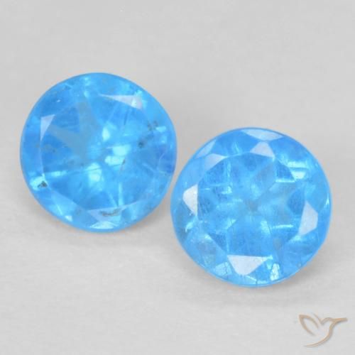 0.36ctw Natural Azure Profundo Apatita, Redondo, VS-SI