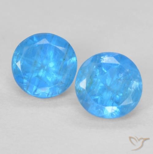 0.40ctw Natural Azul médio Apatita, Redondo, VS-SI
