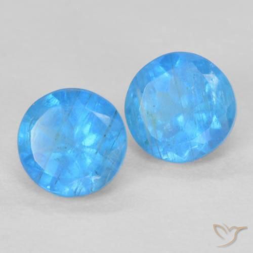 Pedras preciosas de Apatita Azul médio natural de 0.40 ct, Redondo, VS-SI