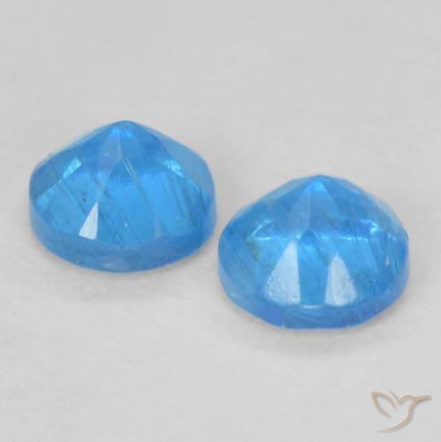 Pedras preciosas de Apatita Azul médio natural de 0.40 ct, Redondo, VS-SI