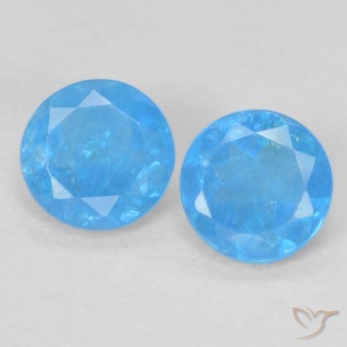 0.33ctw Natural Azul médio Apatita, Redondo, VS-SI