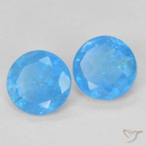 Pedras preciosas de Apatita Azul médio natural de 0.33 ct, Redondo, VS-SI
