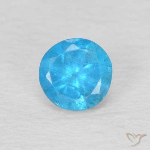 0.23ct Natural Azul médio Apatita, Redondo, VS