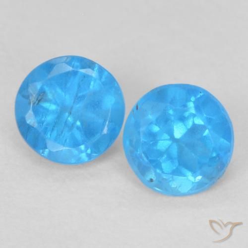 0.38ctw Natural Azul médio Apatita, Redondo, VS