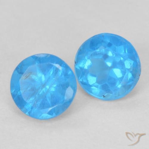 Pedras preciosas de Apatita Azul médio natural de 0.38 ct, Redondo, VS