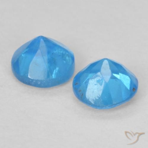 Pedras preciosas de Apatita Azul médio natural de 0.38 ct, Redondo, VS