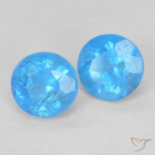 Pedras preciosas de Apatita Azul Azure Intenso natural de 0.38 ct, Redondo, VS