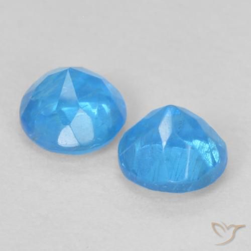 Pedras preciosas de Apatita Azul Azure Intenso natural de 0.38 ct, Redondo, VS