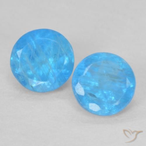 0.39ctw Natural Azul médio Apatita, Redondo, VS