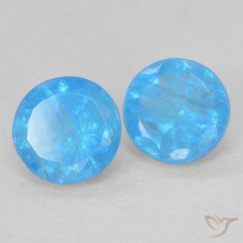 Pedras preciosas de Apatita Azul médio natural de 0.39 ct, Redondo, VS