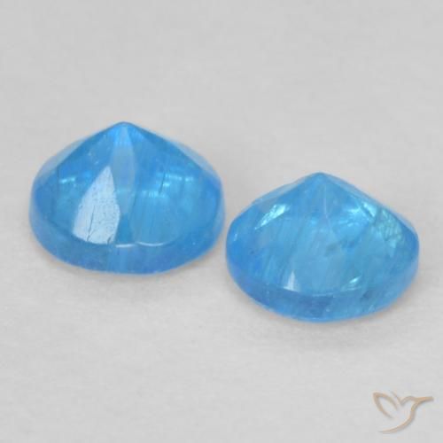 Pedras preciosas de Apatita Azul médio natural de 0.39 ct, Redondo, VS