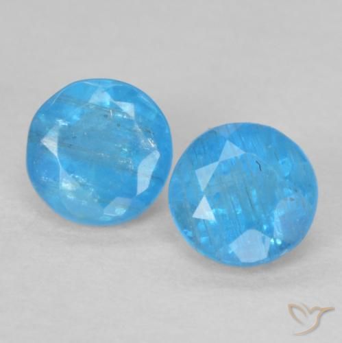 0.38ctw Natural Azul Azure Intenso Apatita, Redondo, VS