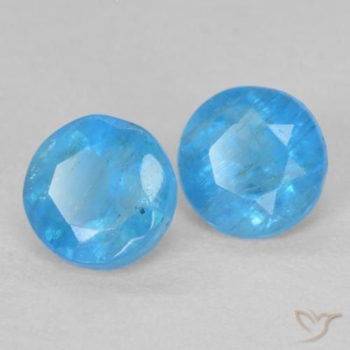 Pedras preciosas de Apatita Azul Azure Intenso natural de 0.38 ct, Redondo, VS