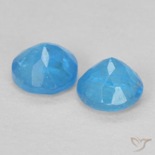 Pedras preciosas de Apatita Azul Azure Intenso natural de 0.38 ct, Redondo, VS