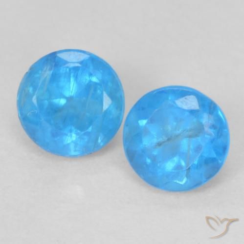 0.40ctw Natural Azul médio Apatita, Redondo, VS-SI